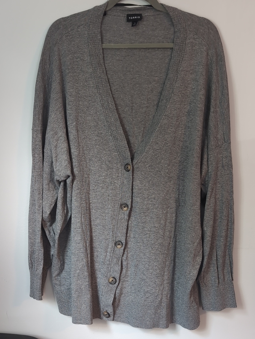 torrid Gray V-Neck Boyfriend Cardigan Sweater